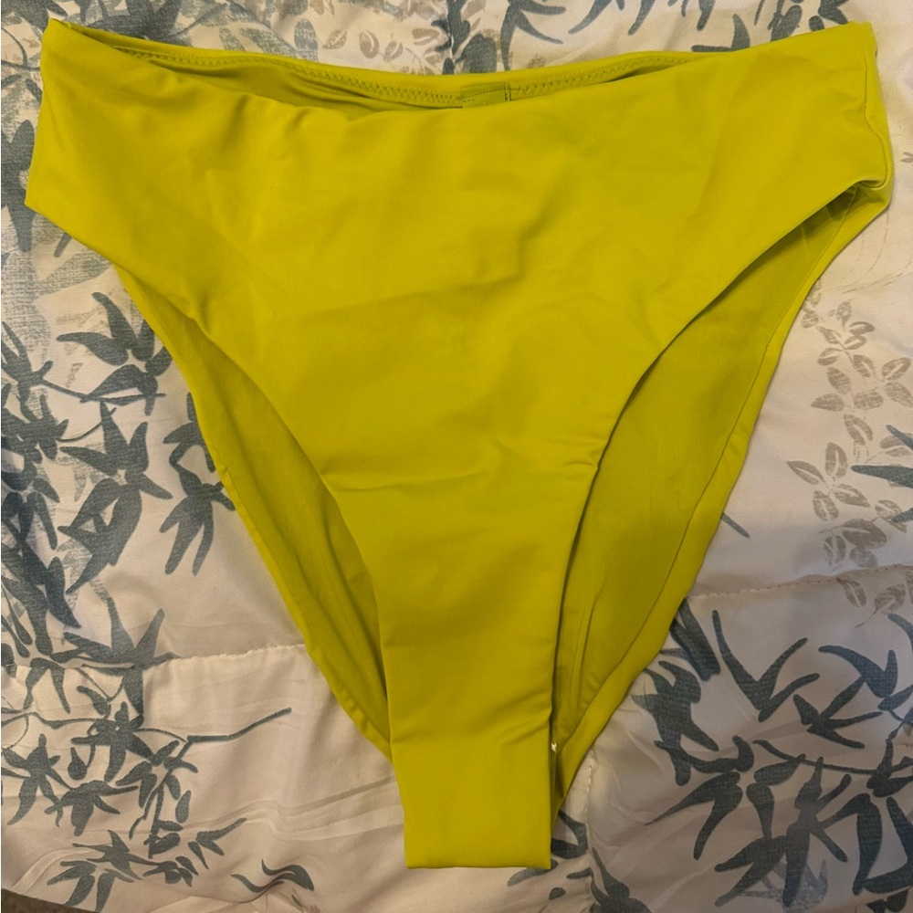 SKIMS recycled swim mid waist bottom small citrus yellow green
